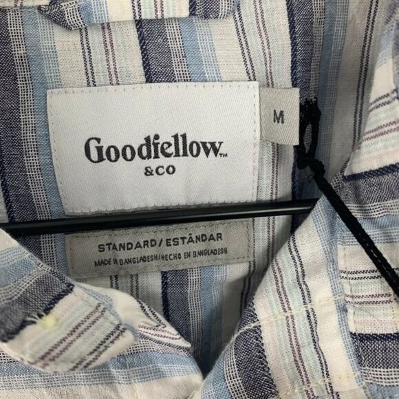Men’s Target Goodfellow & Co Striped Linen Blend Button Up Shirt M NWT - Picture 3 of 5